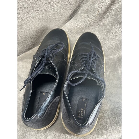 Bull Boxer Jadyn Men’s 9 Metallic Blue Leather Shoes Loafers Sneakers 43 Oxfords - Picture 4 of 13